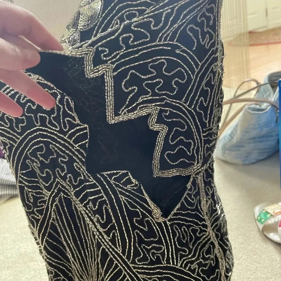 * Vintage black and silver beaded Art Deco blouse - Picture 10 of 11